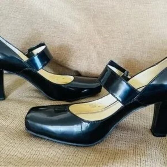 FRANCO SARTO WOMEN'S SHINY BLACK LEATHER MARY JANE HIGH HEELS SIZE 6 - Picture 7 of 12